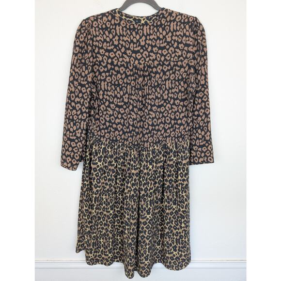 Anthropologie Maeve Juno Dress Animal Leopard Print Chic Boho Black Tan Size S - Picture 6 of 13